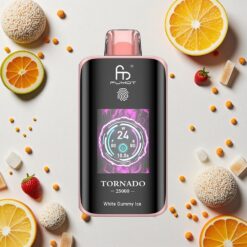 Hvid Gummi Is Fumot Tornado 25000 Puffs 20ml HD Skærm Type-C